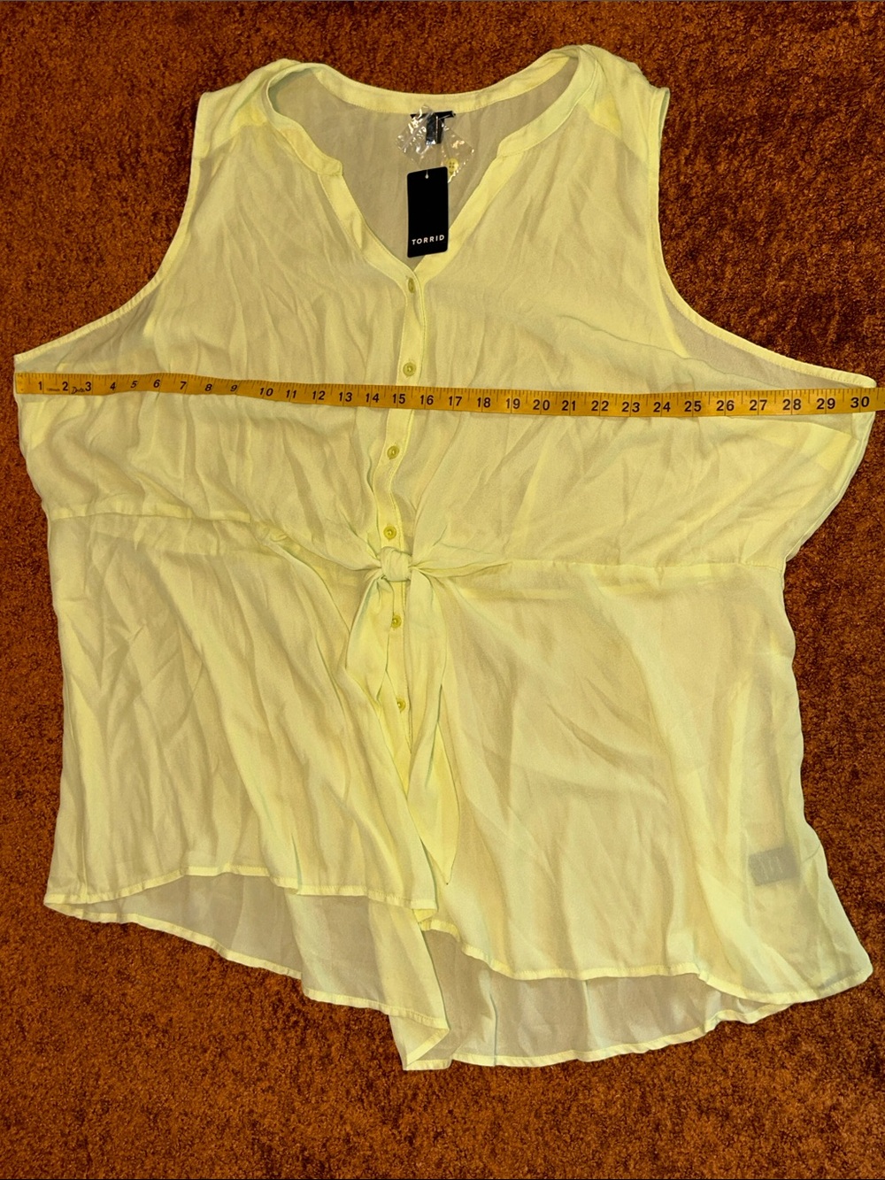 torrid Neon Yellow Tie-Front Sleeveless Blouse - Picture 5 of 8